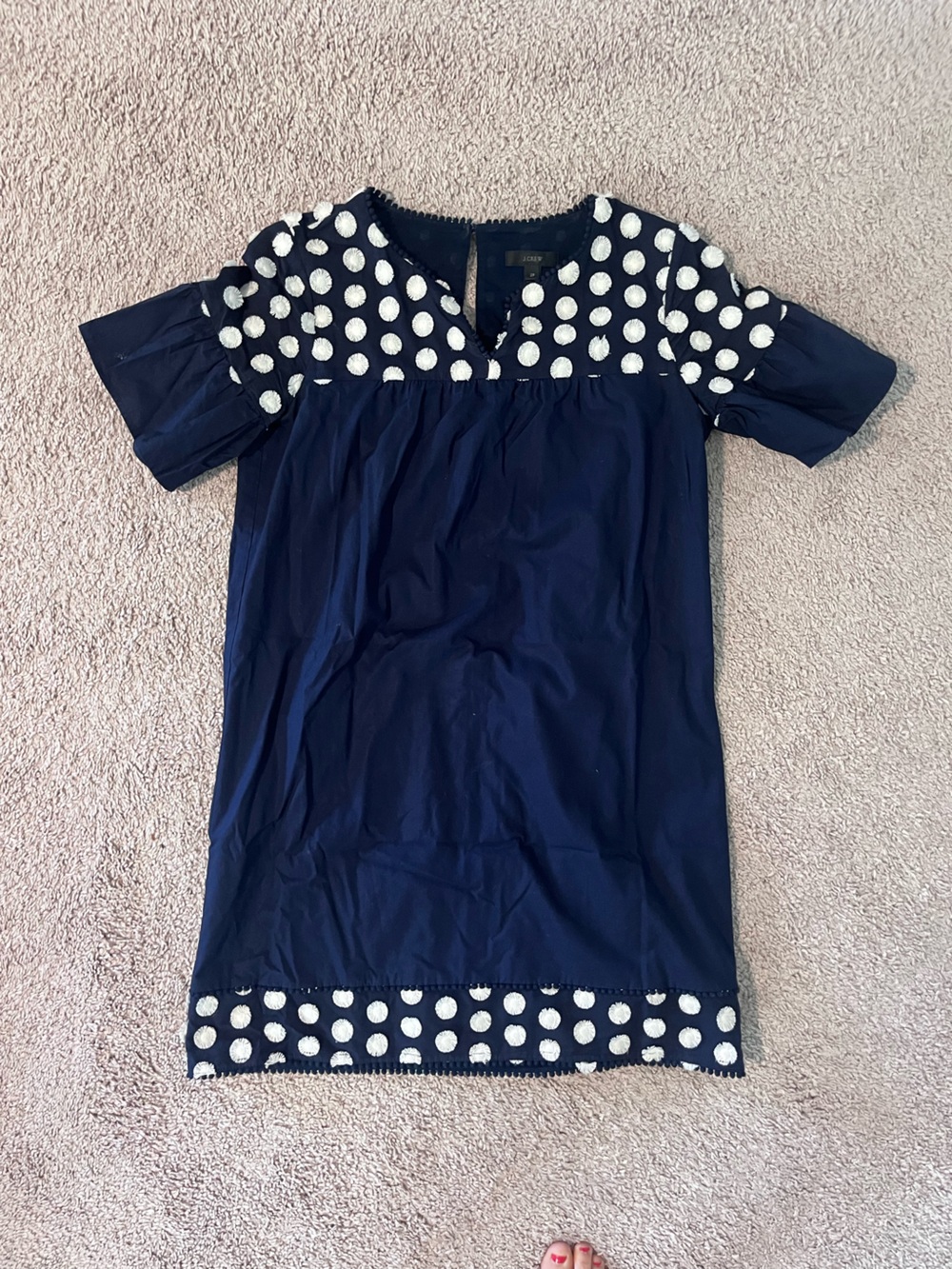 Navy Dress with White Polka Dots